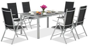 Set da giardino in alluminio con polywood Verona per 6 persone Garden Point nero-grigio