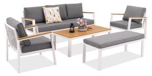 Zakintos Coffee 5 set in alluminio con panca bianco Garden Point