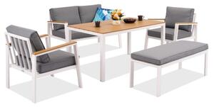 Zakintos Apetito 4 set in alluminio con panca bianco Garden Point
