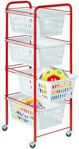 Artex Carrello Cucina Portafrutta Portatutto Multiuso in Plastica/Metallo Dimensioni 32x38x86 cm colore Rosso/Bianco - Siena