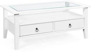 Tavolino Inter Link Provence 2 cassetti vetro pino massiccio laccato bianco