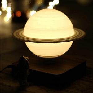 Lampada da tavolo Saturno a levitazione magnetica gravitazionale 3D con base in legno