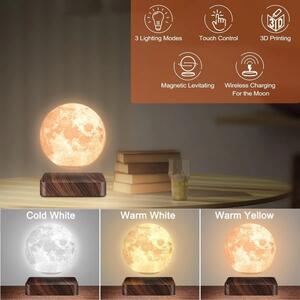 Lampada da tavolo Moon a levitazione magnetica Luna 3D con base in legno