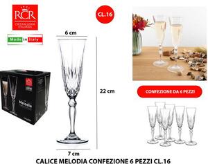 Rcr Cristallerie Set 6 Calici Melodia Capacit 16 cl in Vetro - RCR256006