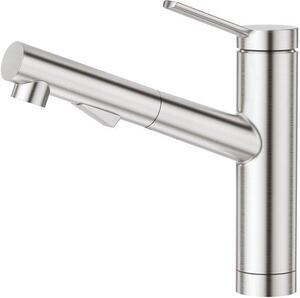 Rubinetto da cucina con bocca estraibile, 2 tipi di getto, miscelatore girevole a 120°, rubinetto da cucina in acciaio inossidabile spazzolato