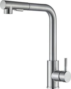 Rubinetto da cucina RVS con doccetta estraibile, alta pressione, rotazione a 360°, due getti d'acqua