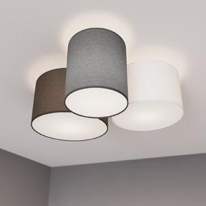 Plafoniera Lindby, Laurenz, dimmerabile, Grigio, Soggiorno, Tessuto / Tessile, Moderno
