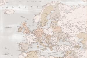 Mappa Detailed map of Europe in rustic style, Blursbyai, (40 x 26.7 cm)