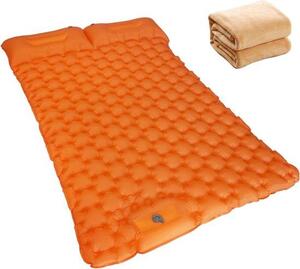 Materasso gonfiabile a due posti con pompa integrata - materasso autogonfiabile per due persone - letto da campeggio - arancione