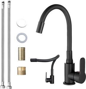 Rubinetto da cucina, rubinetto per lavello ad alta pressione ruotabile a 360°, rubinetto monomando con attacco diretto al tubo, per cucina o bagno, rubinetto da cucina in acciaio inossidabile