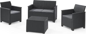 Salottino 4 Pezzi "Emma Lounge" Flat Wicker Graphite 4 Posti