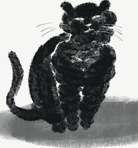 Illustrazione Portrait of a black cat, Little Dean, (30 x 40 cm)