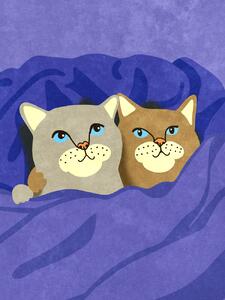 Illustrazione Cats in Bed, Raissa Oltmanns, (30 x 40 cm)