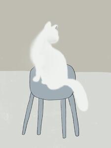 Illustrazione White feline, Little Dean, (30 x 40 cm)