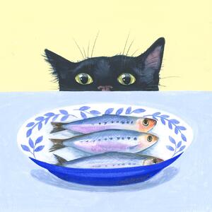 Illustrazione Gourmet Cat, Isabelle Brent, (40 x 40 cm)