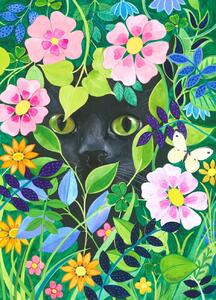 Illustrazione Secret Garden Hidden Cat Art, Isabelle Brent, (30 x 40 cm)