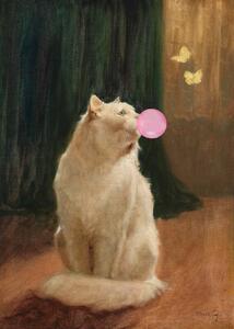 Illustrazione Bubble Gum and Cat, The Art Concept, (30 x 40 cm)