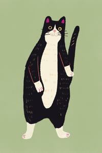 Illustrazione Black and white cat, Little Dean, (26.7 x 40 cm)