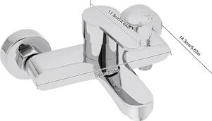 Rubinetto da lavabo, a parete, monocomando, superficie cromata, argento