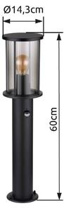 Globo Lampione Gracey, nero, con sensore, 60 cm, IP54, E27 dimmerabile, Nero, Metallo