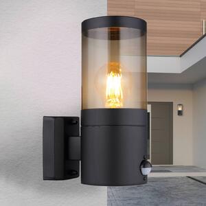 Globo Applique da esterno Xeloo, a luce diretta, nero/fumo, con sensore, IP44 dimmerabile, Nero, Metallo, Applique da esterni