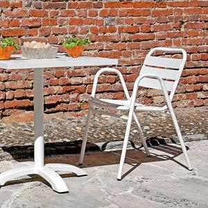 Sedia da giardino senza cuscino Calipso con braccioli in alluminio con seduta in alluminio bianco