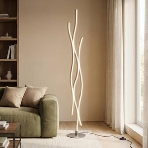 Trio Lighting Lampada da terra a LED Blaze, dimmerabile, Alluminio / Grigio / Zincato, Soggiorno / Sala da pranzo, Metallo, Moderno, Lampada LED da terra