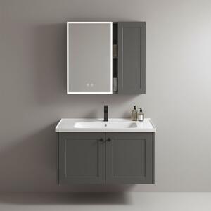 VidaXL Mobile Lavabo Bagno Berg Nero 60x34x59 Cm - Legno Massello Di Pino Con Ripiani - 4