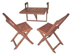 Set di 2 sedie e tavolo sospeso in legno di eucalipto Balcone Berkeley - Garden Pleasure