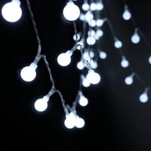 Catena decorata con 160 Led a mini sfere luminose Bianco Freddo 16 metri con cavo trasparente Wisdom