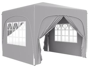 Outsunny Gazebo da Giardino 3x3m Pieghevole con Altezza Regolabile, Protezione UPF50+ e Borsa, Grigio Chiaro