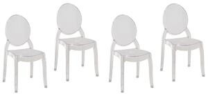 Set di 4 sedie da pranzo in materiale sintetico trasparente schienale solido impilabili design vintage moderno Beliani