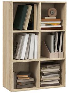 HOMCOM Mobile Libreria Moderno a 6 Cubi in Legno, 65.5x30x97.5 cm, color Rovere | Aosom Italy