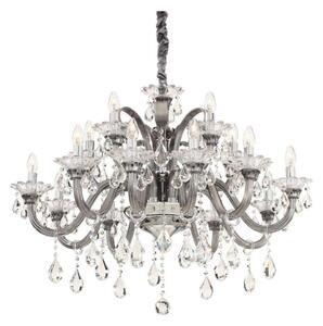 Ideal Lux - Lampadario di cristallo a sospensione con catena COLOSSAL 15xE14/40W/230V diametro 95 cm grigio