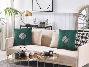 Set di 2 cuscini decorativi con motivo geometrico Verde 45 x 45 cm Beliani