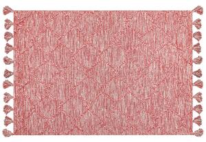 Tappeto rosso 160 x 230 cm cotone disegno geometrico soggiorno camera da letto Beliani