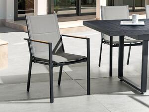 Set di 4 sedie da giardino in metallo nero grigio chiaro con cuscini in legno moderno Beliani