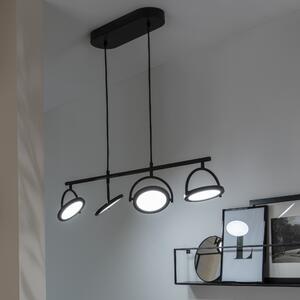Lampadario Moderno Diuna nero, in ferro, D. 95 cm, L. 120 cm, 4 luci, INSPIRE