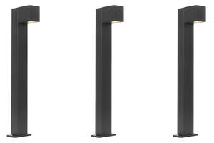 Set di 3 lampade da esterno intelligenti nere 65 cm IP44 - Baleno
