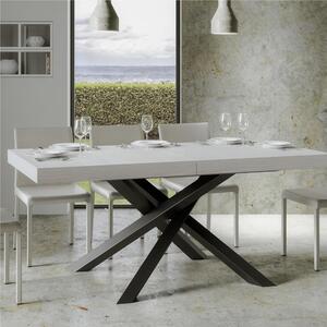 Tavolo Allungabile 160 cm con 2 allunghe VOLANTIS Premium Bianco 90x160xh77 cm estensibile fino a 264 cm Allunghe da 52 cm, gambe in Ferro antracite , piano Bianco Frassino