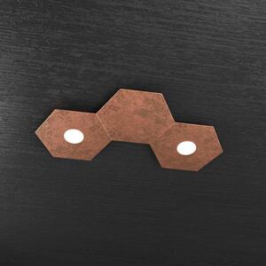 Hexagon applique-plafoniera 2 luci + 1 decorativo foglia rame 1142-