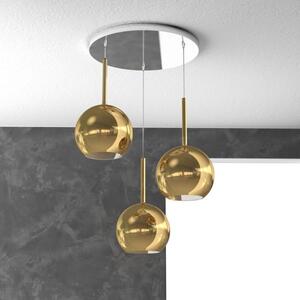 Sosp. bianco tonda 3 luci vetri tutti medio oro 1155bi-s3 tm-or