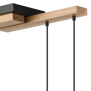 Lampadario a sospensione con filo CORTINA 2xE27/15W/230V + 2xG9/5W/230V nero/quercia