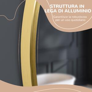 Kleankin Specchio Bagno Rotondo con Cornice da Parete in Lega di Alluminio, Ø50x2cm, Oro