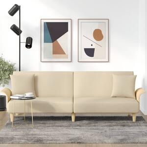 Divano Letto con Braccioli Crema in Tessuto