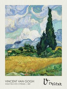 Riproduzione Wheatfield with Cypresses 1889, Vincent van Gogh