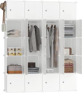 Organizzatore per armadi fai-da-te QEENTOE, con asta appendiabiti, adatto per riporre vestiti, scarpe e libri, composto da 20 scomparti, colore beige