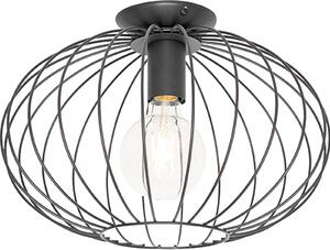 QAZQA - Lampada da soffitto di design | Lampada da soffitto | Lampada | Lampada nera - Margarita | Soggiorno | Camera da letto - Acciaio, forma rotonda - Compatibile con LED E27
