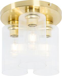 QAZQA - Plafoniera Art Deco I plafoniera I lampada I lampada oro I ottone con vetro 3 luci - Laura I soggiorno I camera da letto - rotonda - LED adatto E27