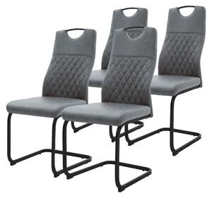Set di 4 sedie da pranzo ML-Design, modello schienale alto, imbottite, con struttura in acciaio, rivestite in ecopelle, colore antracite. Ideali per la cucina
